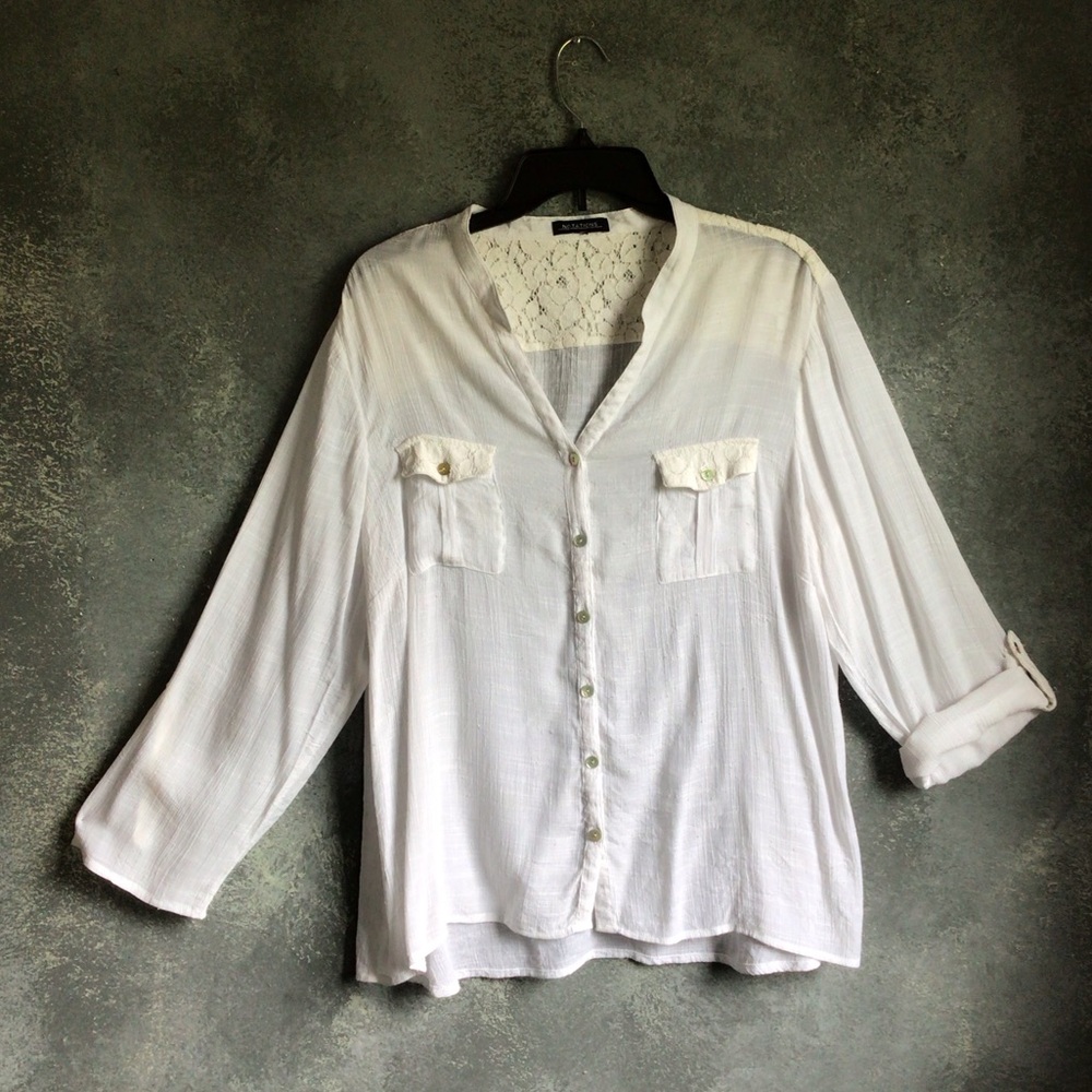 Sheer White Button-Up Blouse